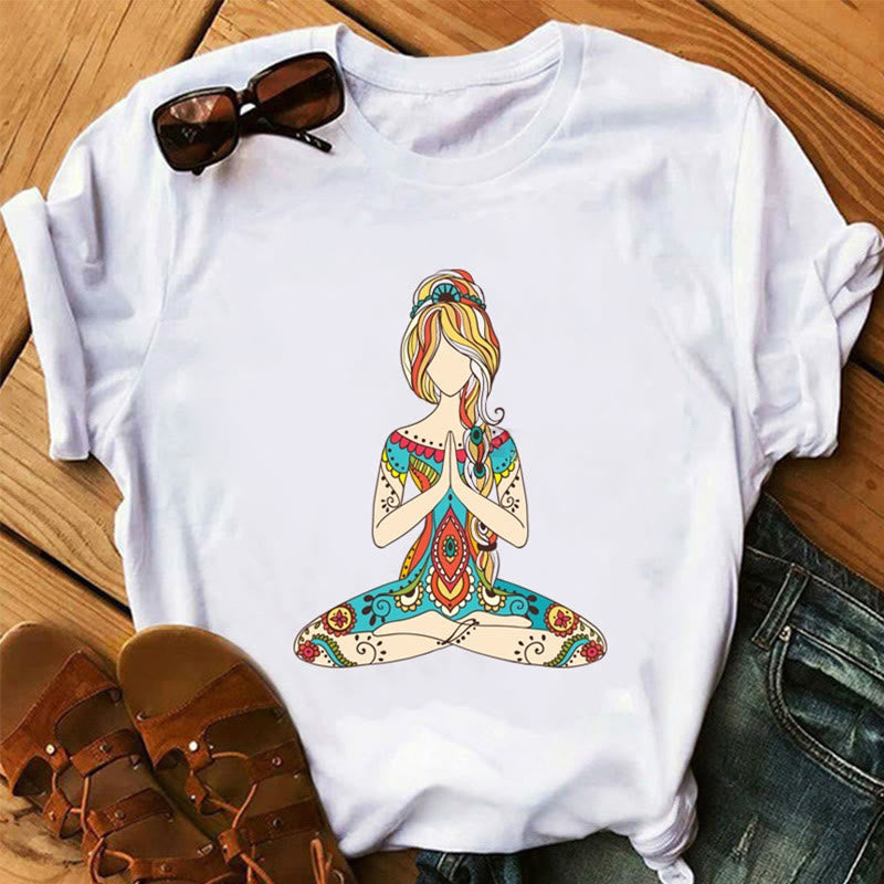 Olivenorma Lotus Yoga Meditation Tree of Life T-Shirt - Meditating Girl - 2XL - image 3