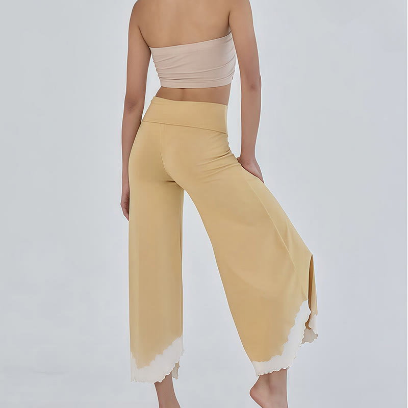 Olivenorma Tie-dye Colorblock Cotton Flare Cropped Elastic Waist Women's Yoga Pants - image 2