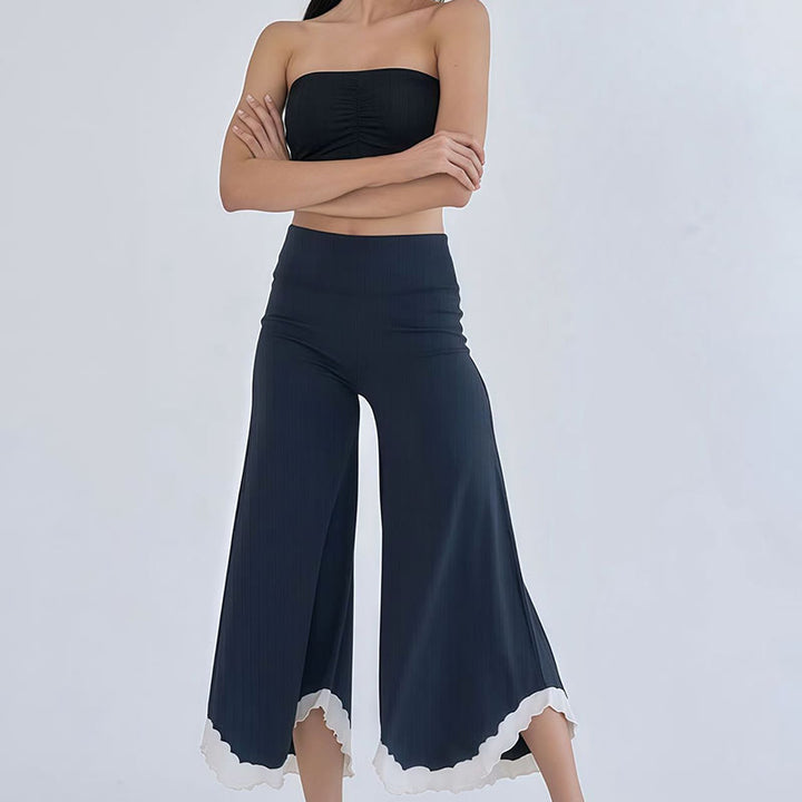 Olivenorma Tie-dye Colorblock Cotton Flare Cropped Elastic Waist Women's Yoga Pants - image 11