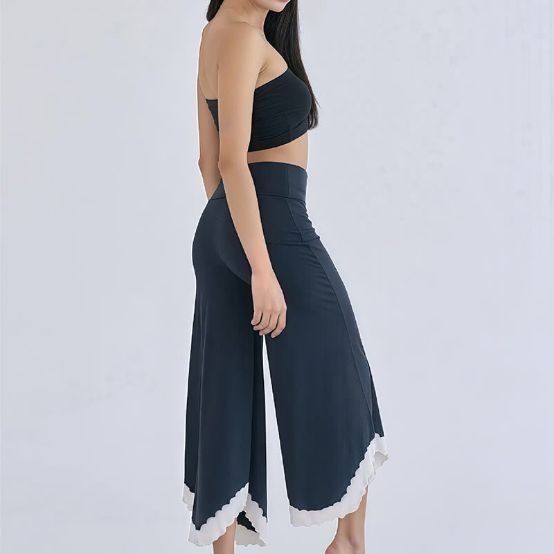 Olivenorma Tie-dye Colorblock Cotton Flare Cropped Elastic Waist Women's Yoga Pants - image 13