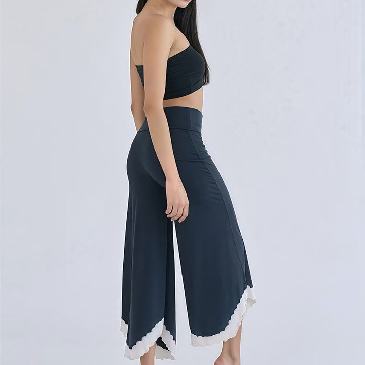 Olivenorma Tie-dye Colorblock Cotton Flare Cropped Elastic Waist Women's Yoga Pants - image 13