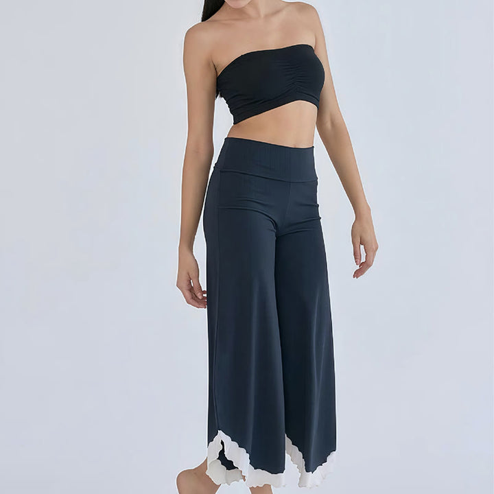 Olivenorma Tie-dye Colorblock Cotton Flare Cropped Elastic Waist Women's Yoga Pants - image 14