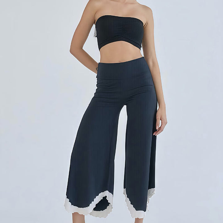 Olivenorma Tie-dye Colorblock Cotton Flare Cropped Elastic Waist Women's Yoga Pants - image 12