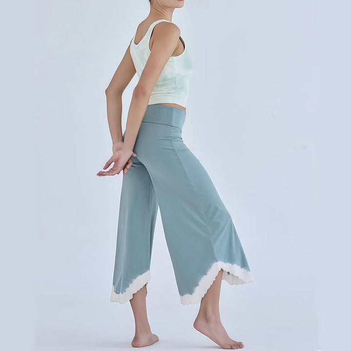 Olivenorma Tie-dye Colorblock Cotton Flare Cropped Elastic Waist Women's Yoga Pants - image 6