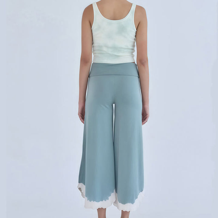 Olivenorma Tie-dye Colorblock Cotton Flare Cropped Elastic Waist Women's Yoga Pants - image 9