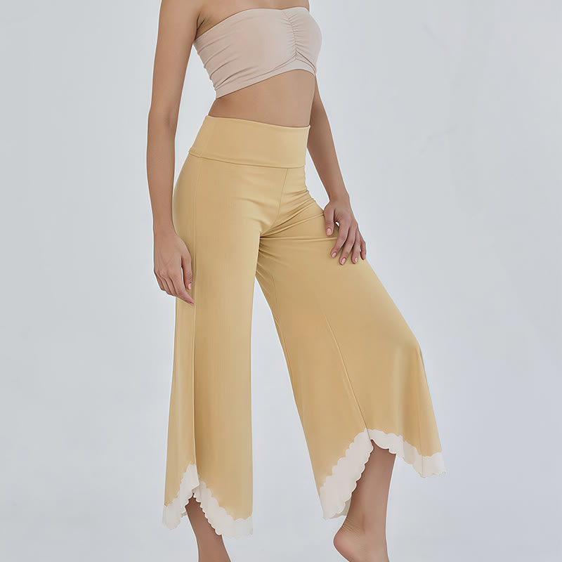 Olivenorma Tie-dye Colorblock Cotton Flare Cropped Elastic Waist Women's Yoga Pants - image 1