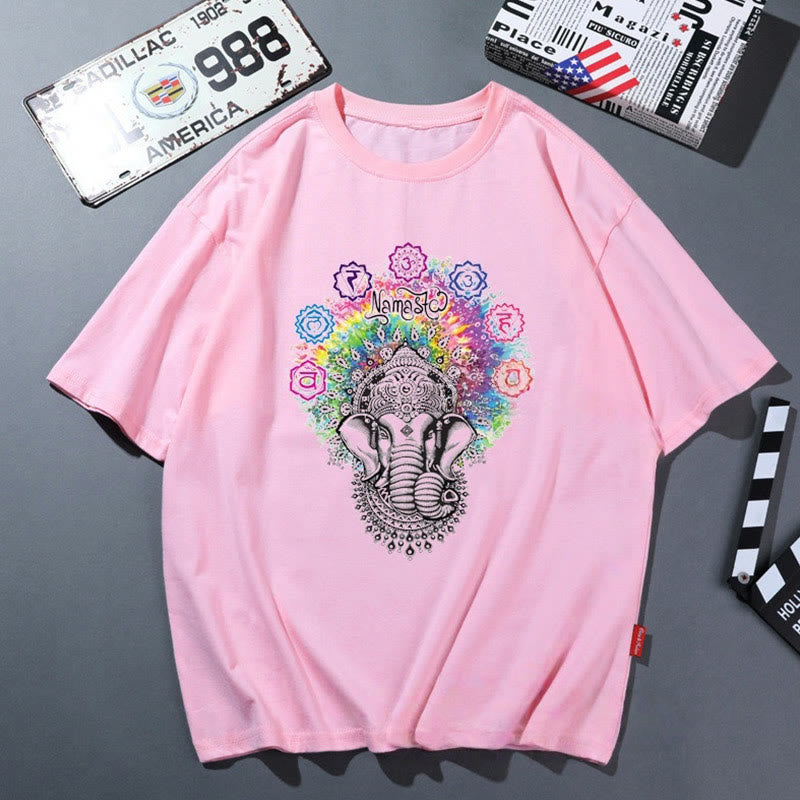 Olivenorma Pink Yoga Breathable Comfortable T-Shirt - Elephant - 2XL - image 1