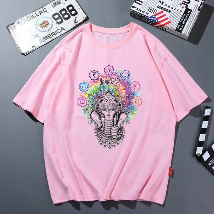 Olivenorma Pink Yoga Breathable Comfortable T-Shirt - Elephant - 2XL - image 1