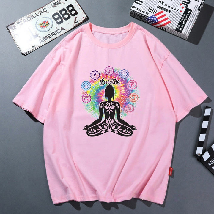 Olivenorma Pink Yoga Breathable Comfortable T-Shirt - Meditation 3 - 2XL - image 6