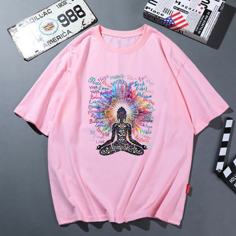 Olivenorma Pink Yoga Breathable Comfortable T-Shirt - Meditation 2 - 2XL - image 5