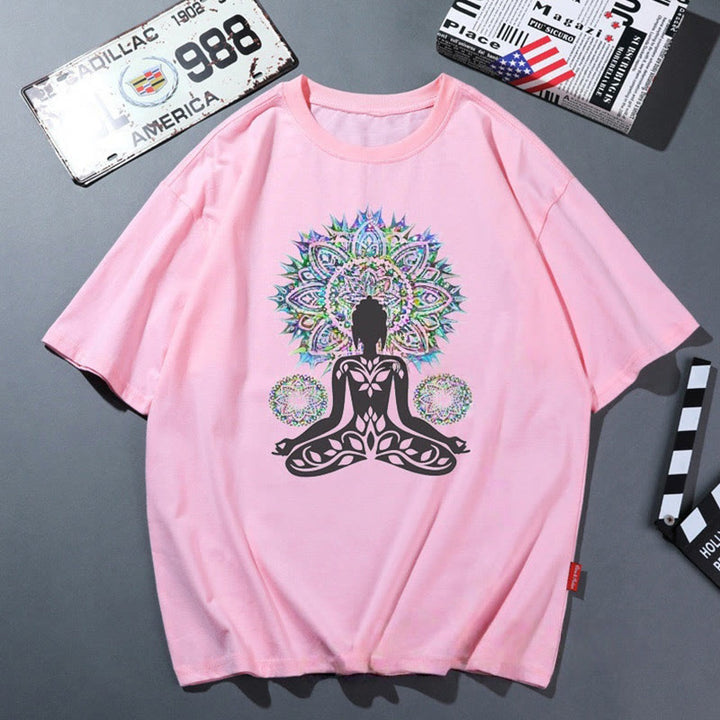 Olivenorma Pink Yoga Breathable Comfortable T-Shirt - Meditation 1 - 2XL - image 4