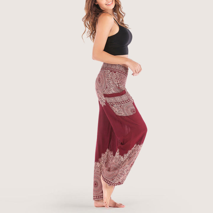 Olivenorma Boho Cuffed Rayon Yoga Lounge Elastic Waist Women's Harem Pants - image 14