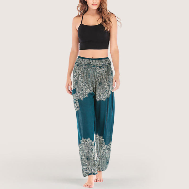 Olivenorma Boho Cuffed Rayon Yoga Lounge Elastic Waist Women's Harem Pants - image 22