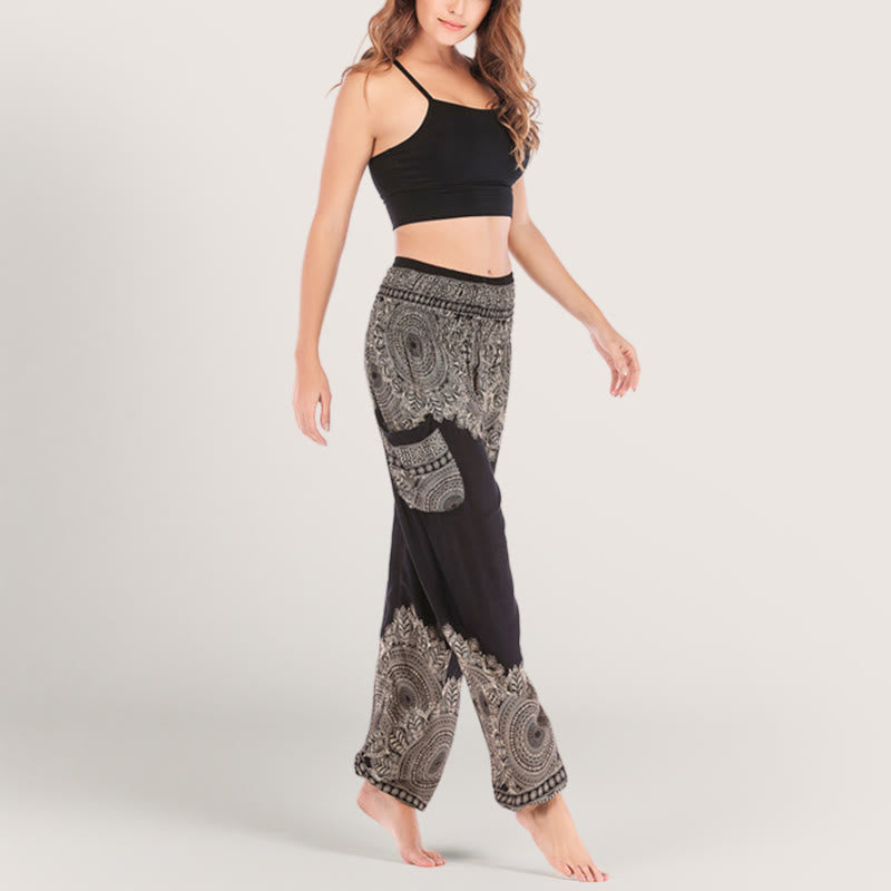Olivenorma Boho Cuffed Rayon Yoga Lounge Elastic Waist Women's Harem Pants - image 2