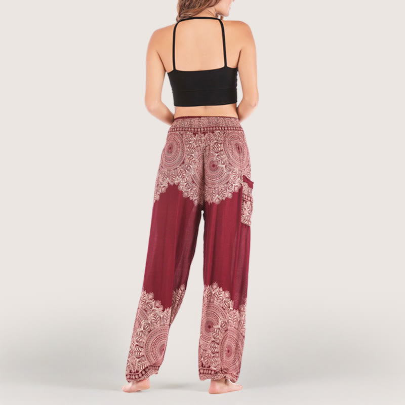 Olivenorma Boho Cuffed Rayon Yoga Lounge Elastic Waist Women's Harem Pants - image 12