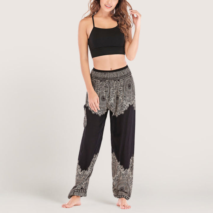 Olivenorma Boho Cuffed Rayon Yoga Lounge Elastic Waist Women's Harem Pants - image 4