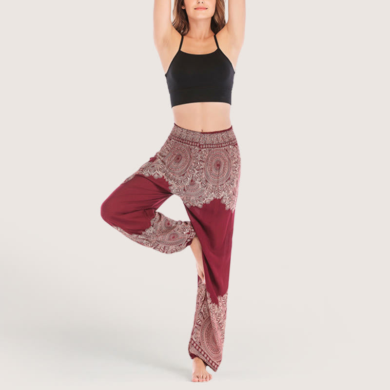 Olivenorma Boho Cuffed Rayon Yoga Lounge Elastic Waist Women's Harem Pants - image 9