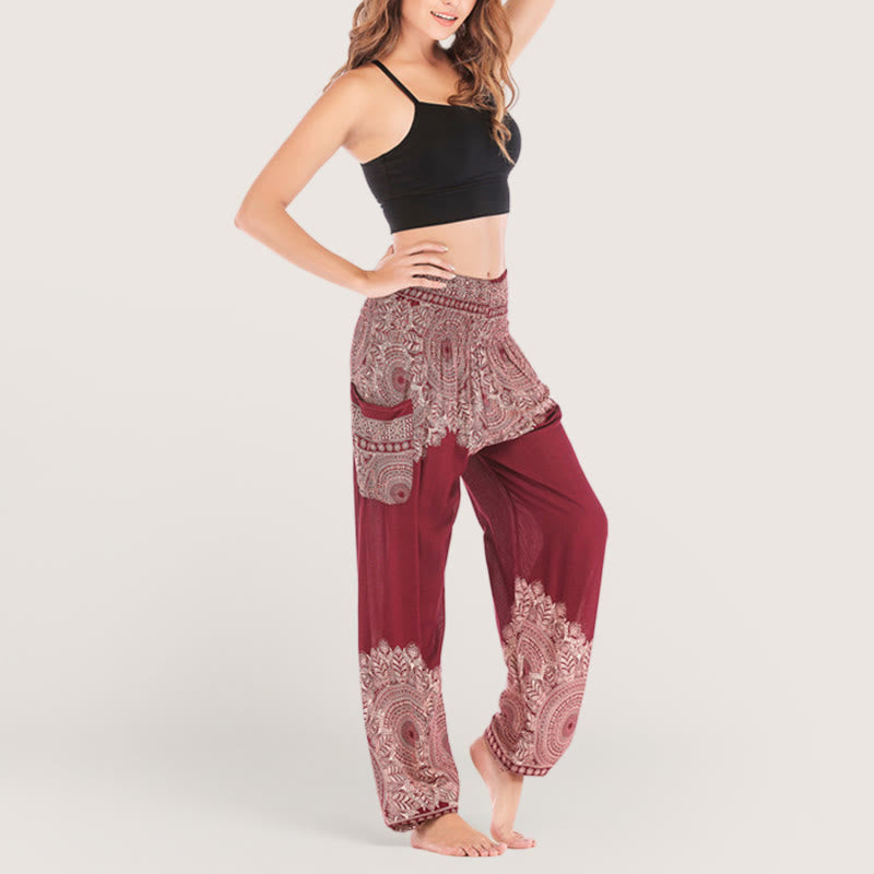 Olivenorma Boho Cuffed Rayon Yoga Lounge Elastic Waist Women's Harem Pants - image 11