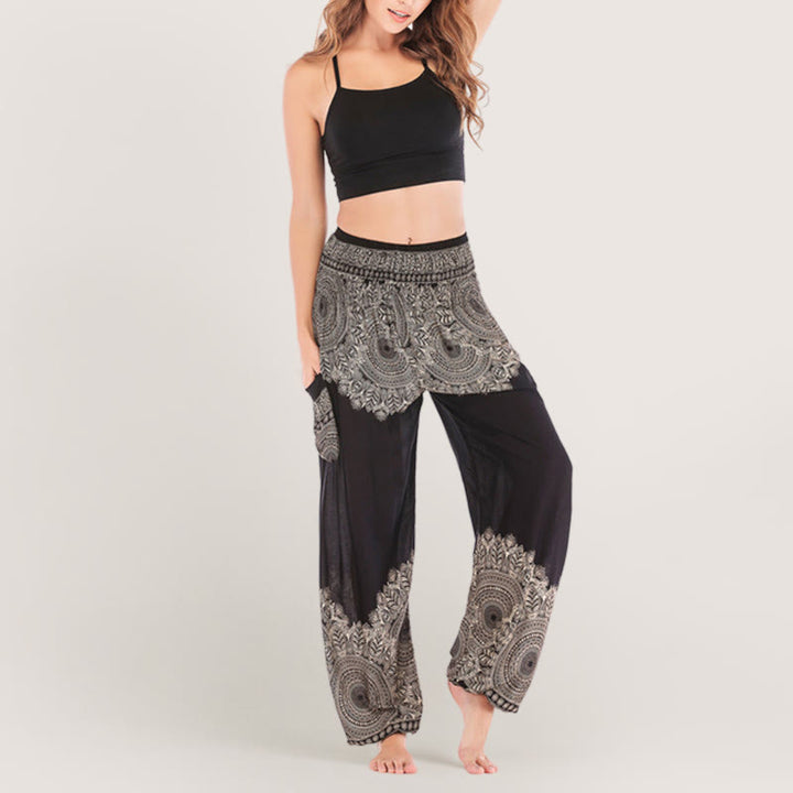 Olivenorma Boho Cuffed Rayon Yoga Lounge Elastic Waist Women's Harem Pants - image 3