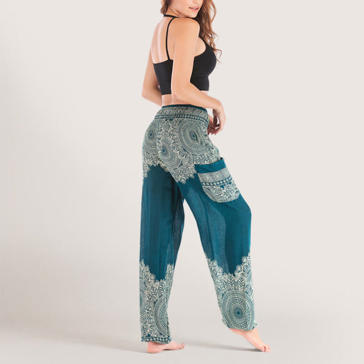 Olivenorma Boho Cuffed Rayon Yoga Lounge Elastic Waist Women's Harem Pants - image 19