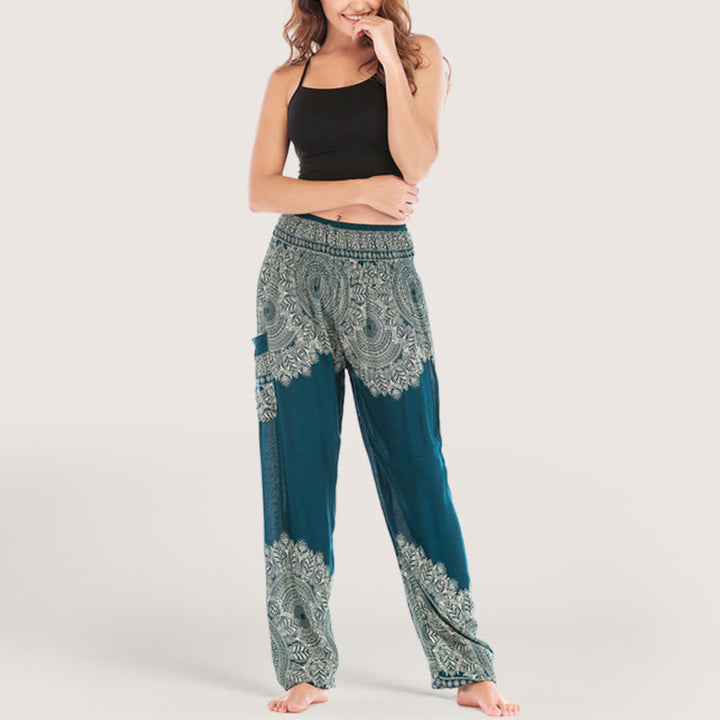 Olivenorma Boho Cuffed Rayon Yoga Lounge Elastic Waist Women's Harem Pants - image 18