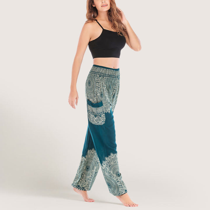 Olivenorma Boho Cuffed Rayon Yoga Lounge Elastic Waist Women's Harem Pants - image 21