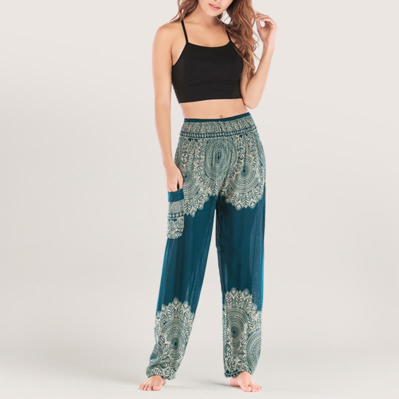 Olivenorma Boho Cuffed Rayon Yoga Lounge Elastic Waist Women's Harem Pants - image 17