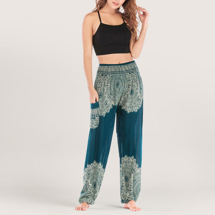 Olivenorma Boho Cuffed Rayon Yoga Lounge Elastic Waist Women's Harem Pants - image 17