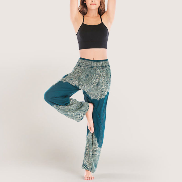 Olivenorma Boho Cuffed Rayon Yoga Lounge Elastic Waist Women's Harem Pants - image 20