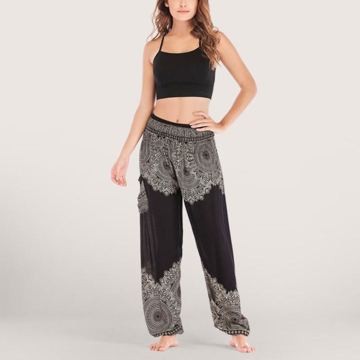 Olivenorma Boho Cuffed Rayon Yoga Lounge Elastic Waist Women's Harem Pants - image 5