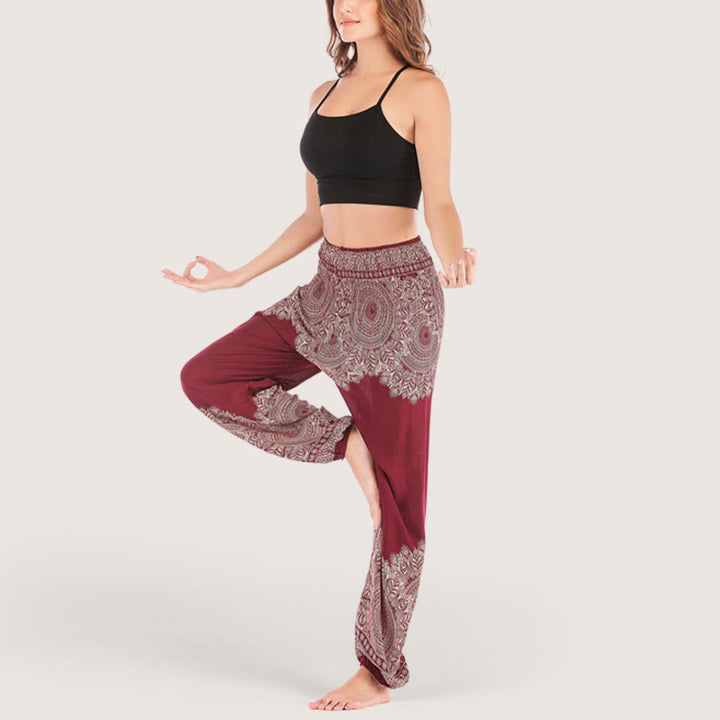 Olivenorma Boho Cuffed Rayon Yoga Lounge Elastic Waist Women's Harem Pants - image 10