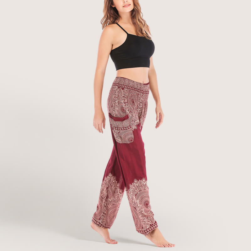 Olivenorma Boho Cuffed Rayon Yoga Lounge Elastic Waist Women's Harem Pants - image 13