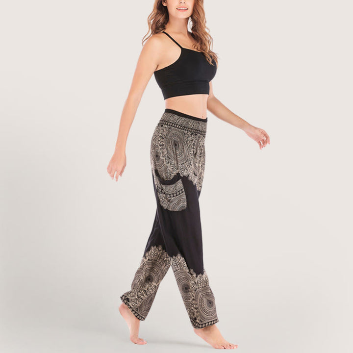 Olivenorma Boho Cuffed Rayon Yoga Lounge Elastic Waist Women's Harem Pants - image 6