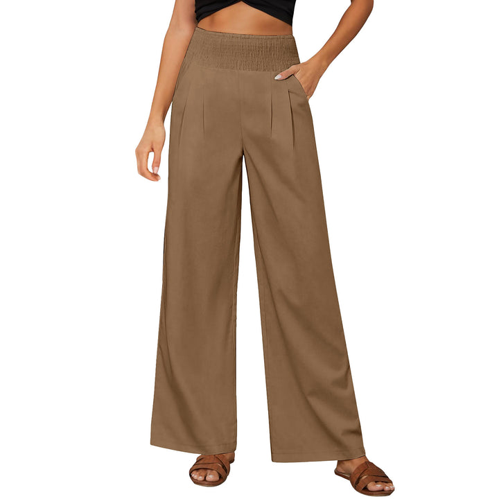 Olivenorma Plain Color Wide Leg High Waist Loose Fit Women's Lounge Pants with Pockets - Peru - XXL - image 26