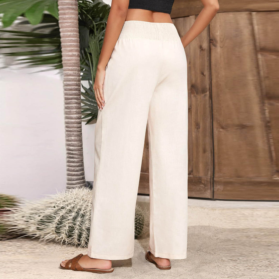 Olivenorma Plain Color Wide Leg High Waist Loose Fit Women's Lounge Pants with Pockets - image 7