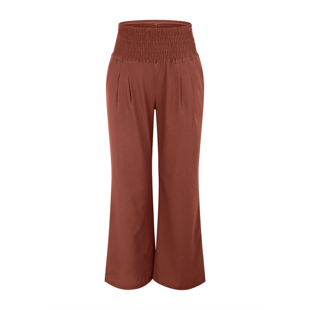Olivenorma Plain Color Wide Leg High Waist Loose Fit Women's Lounge Pants with Pockets - image 19