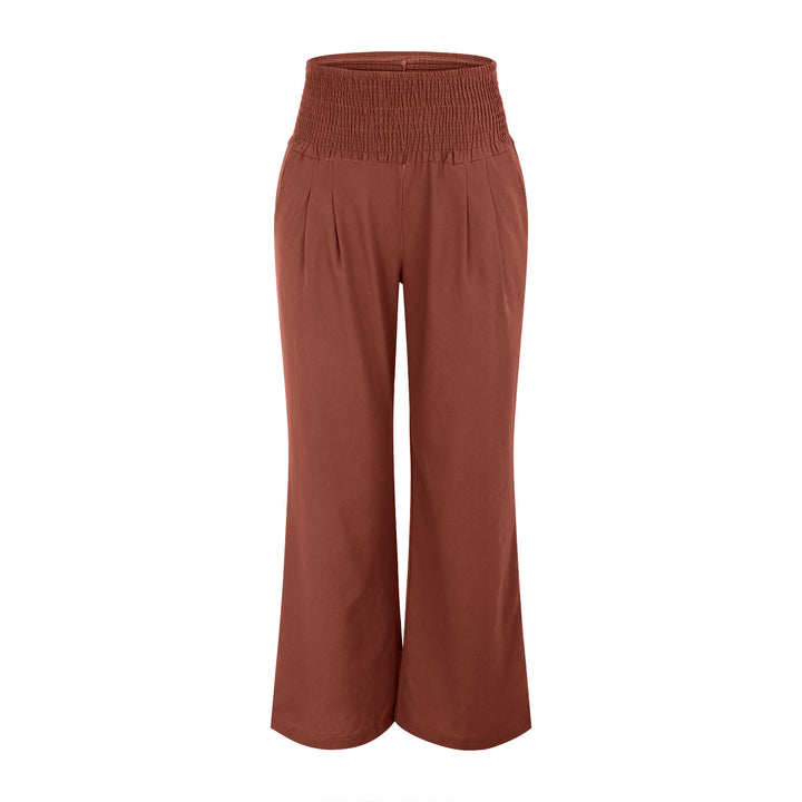 Olivenorma Plain Color Wide Leg High Waist Loose Fit Women's Lounge Pants with Pockets - image 19
