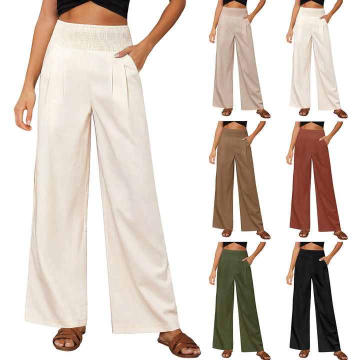 Olivenorma Plain Color Wide Leg High Waist Loose Fit Women's Lounge Pants with Pockets - image 31