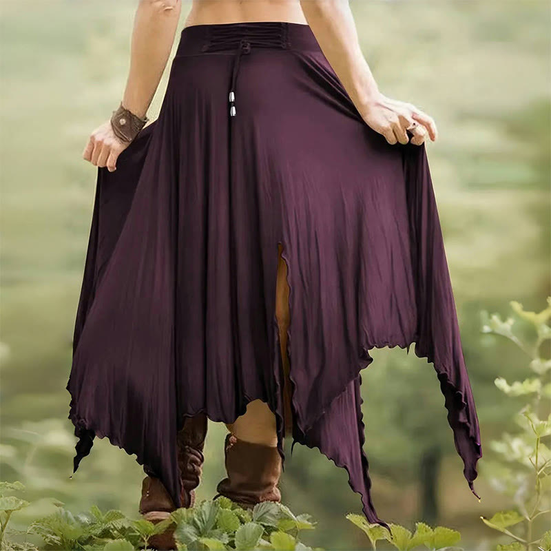 Olivenorma Boho Style Solid Drawstring Midi Split Skirt Dress - image 20