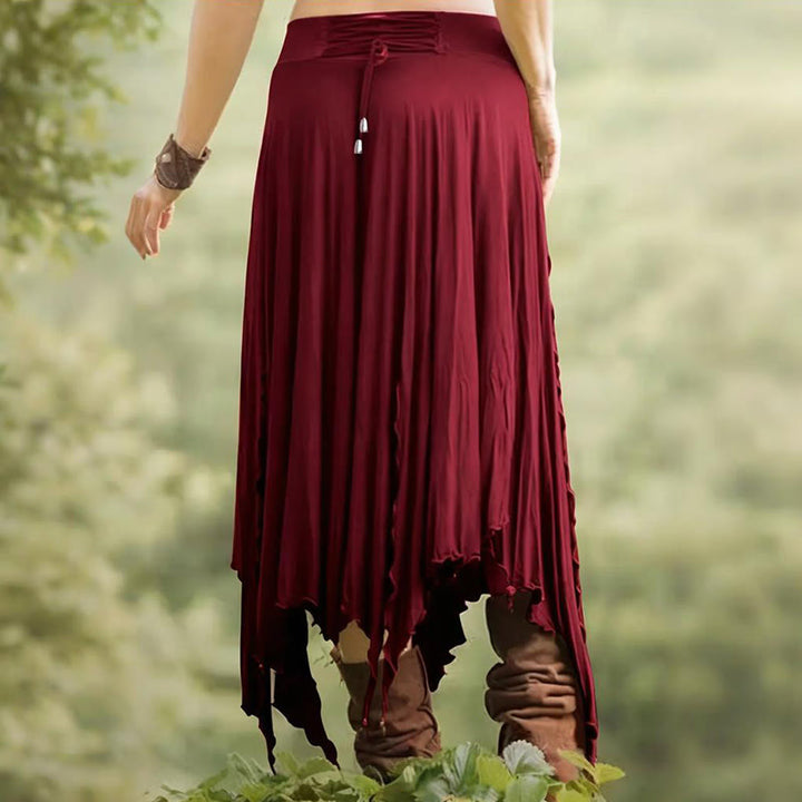 Olivenorma Boho Style Solid Drawstring Midi Split Skirt Dress - image 6