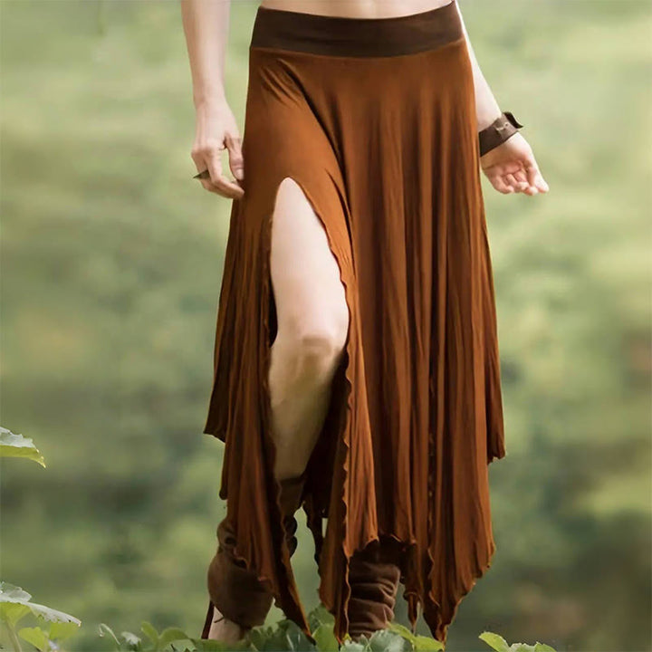 Olivenorma Boho Style Solid Drawstring Midi Split Skirt Dress - Peru - XXL - image 0