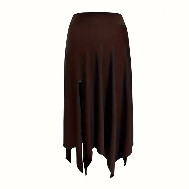 Olivenorma Boho Style Solid Drawstring Midi Split Skirt Dress - image 29