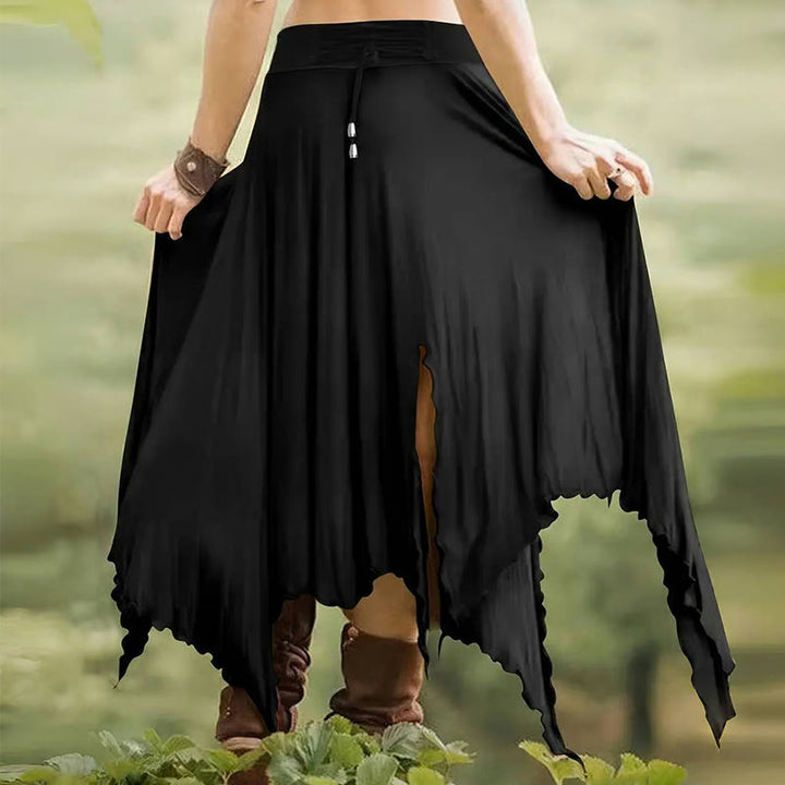 Olivenorma Boho Style Solid Drawstring Midi Split Skirt Dress - image 11