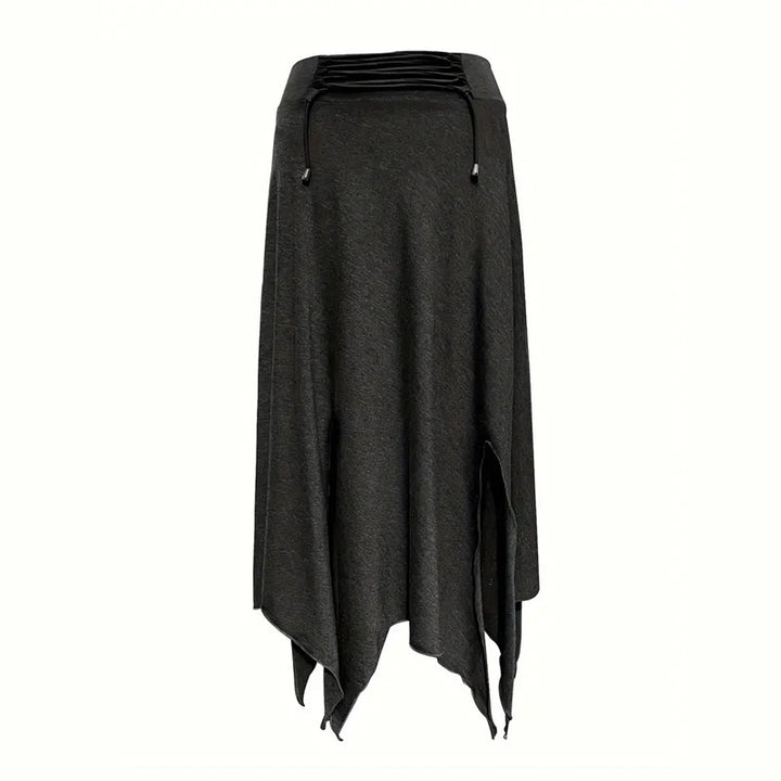 Olivenorma Boho Style Solid Drawstring Midi Split Skirt Dress - image 9