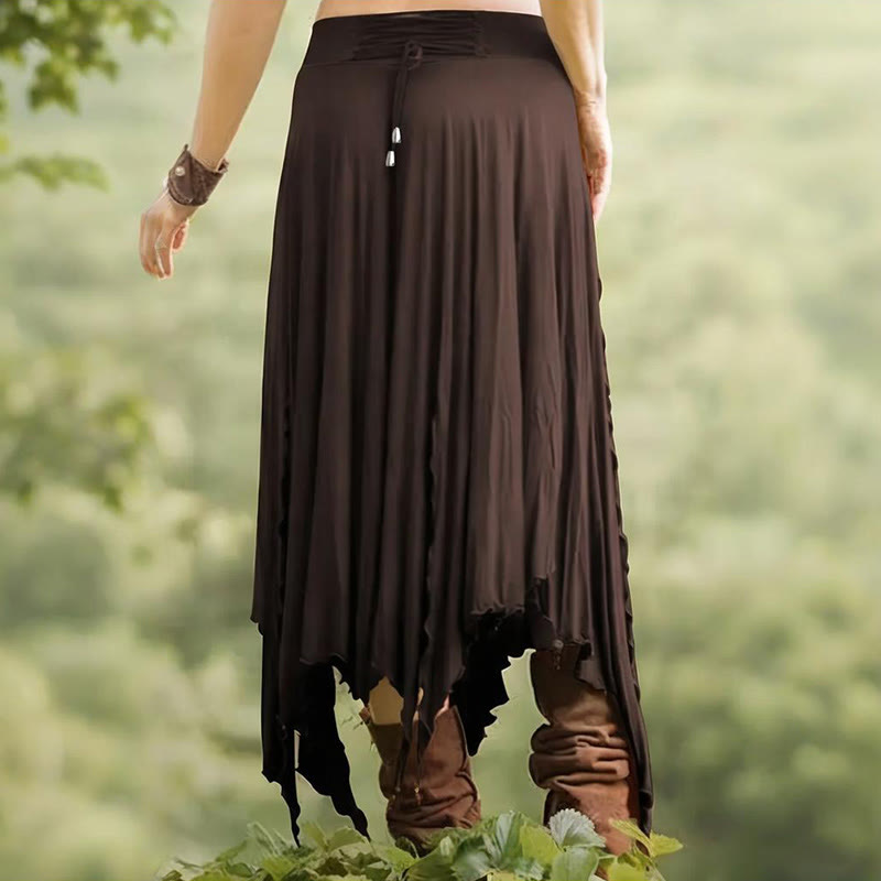 Olivenorma Boho Style Solid Drawstring Midi Split Skirt Dress - image 27