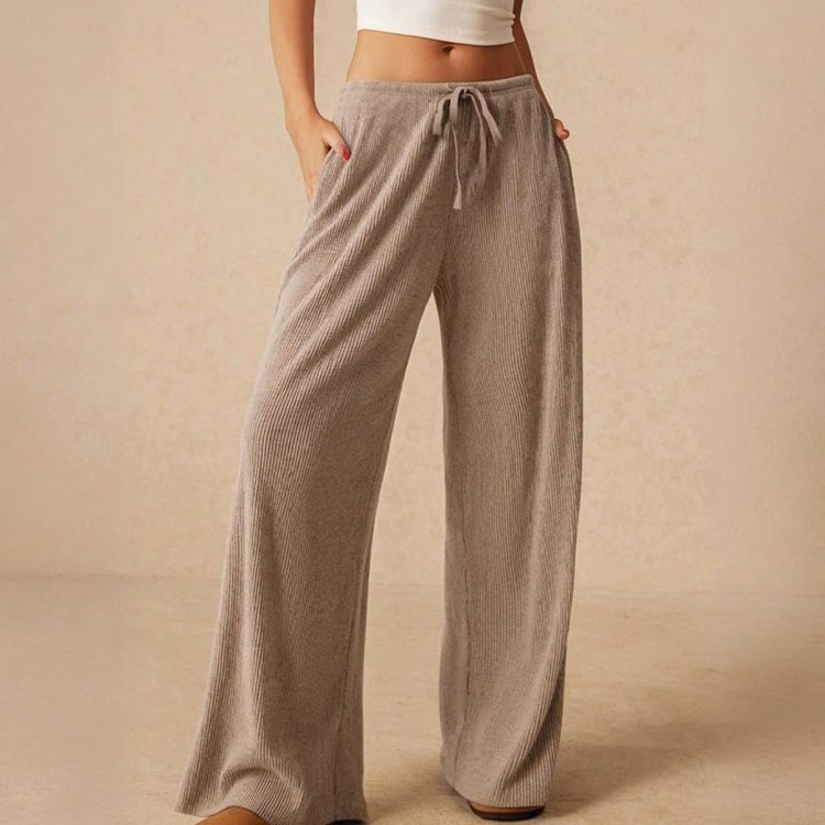 Olivenorma Plain Color Casual High Waist Pull On Elastic Women's Straight-Leg Pants - image 1