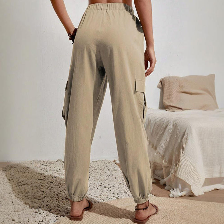 Olivenorma Womens Plain Color High-Waisted Drawstring Hiking Joggers Cargo Pants - image 2