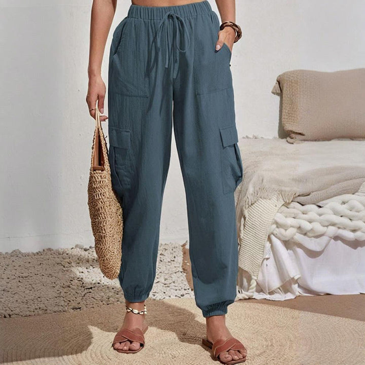 Olivenorma Womens Plain Color High-Waisted Drawstring Hiking Joggers Cargo Pants - image 23