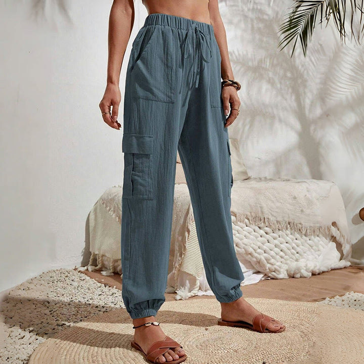 Olivenorma Womens Plain Color High-Waisted Drawstring Hiking Joggers Cargo Pants - image 25