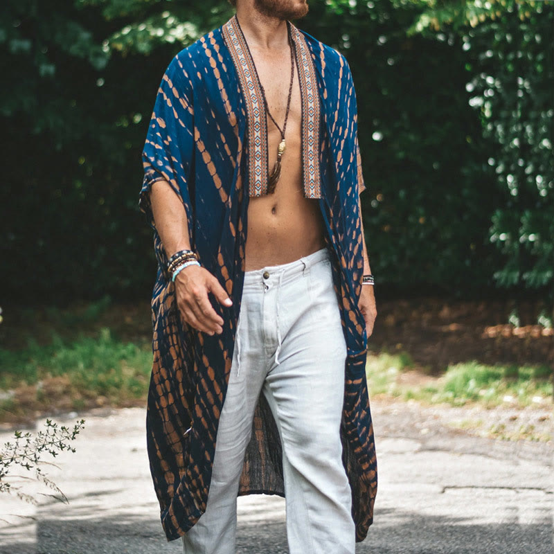 Olivenorma Mens Loose Open Front Beach Robe Cardigan - image 5